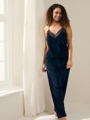 Truly Blue Midnight Velour Cami And Trouser Set - Image 1 of 5