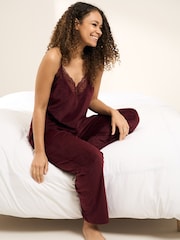 Truly Red Velour Cami And Trouser Set - Image 1 of 5