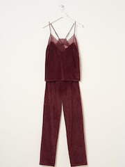 Truly Red Velour Cami And Trouser Set - Image 5 of 5