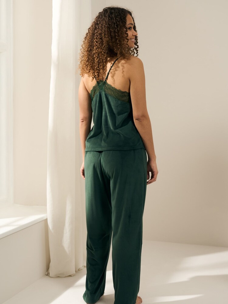 Truly Green Emerald Velour Cami And Trouser Set - Image 2 of 5