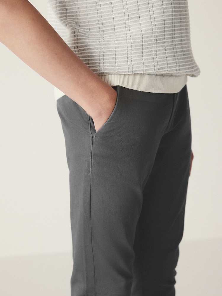 Charcoal Grey Skinny Fit Stretch Chino Trousers (3-17yrs) - Image 3 of 6