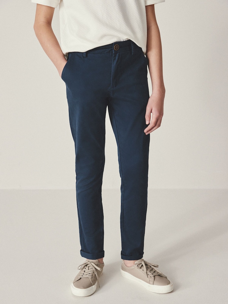 French Navy Blue Skinny Fit Stretch Chino Trousers (3-17yrs) - Image 1 of 5