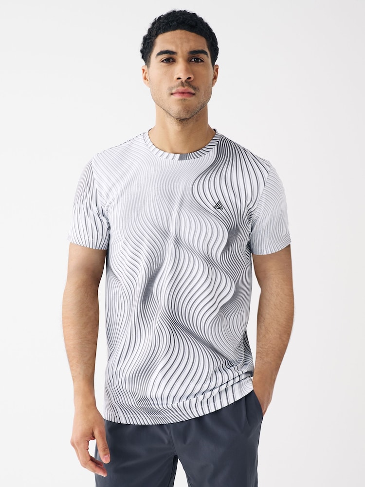 Grey Wave Active Printed Training T-Shirt - Image 2 of 9 Grey Wave Active Printed Training T-Shirt - Image 2 of 9