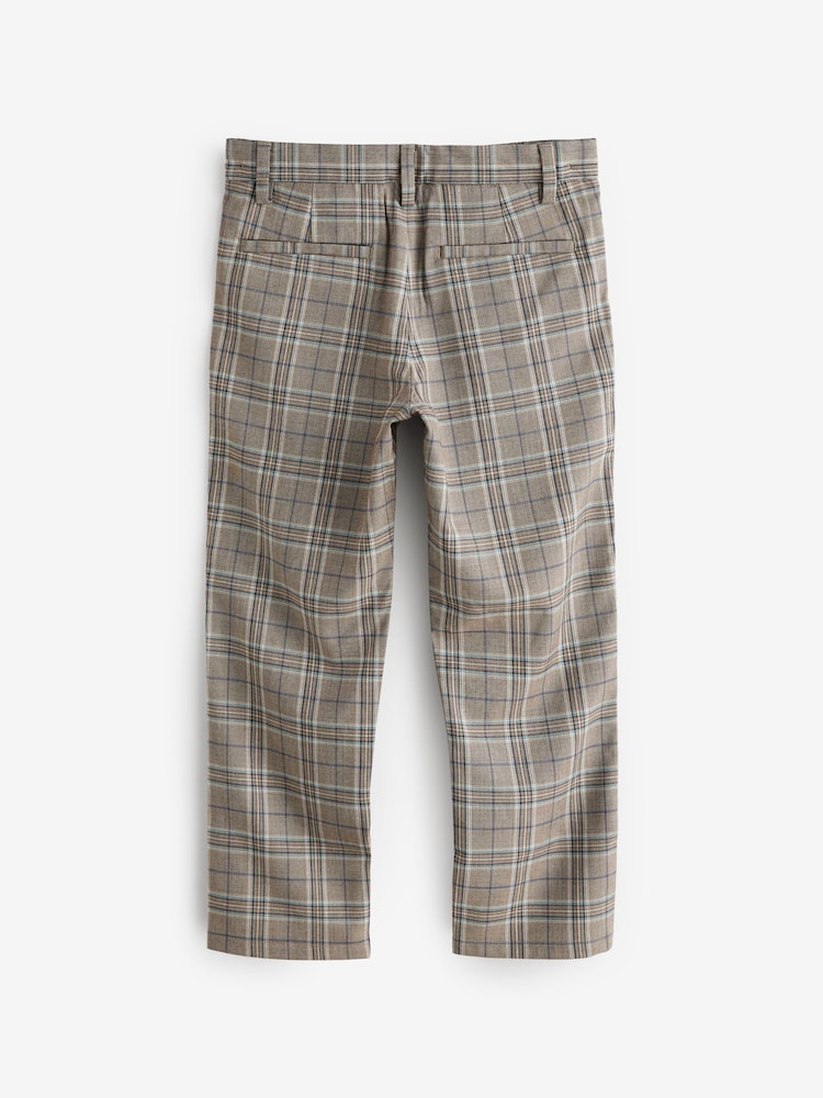 Grey/Stone Natural Smart Check Trousers (12mths-16yrs) - Image 2 of 3