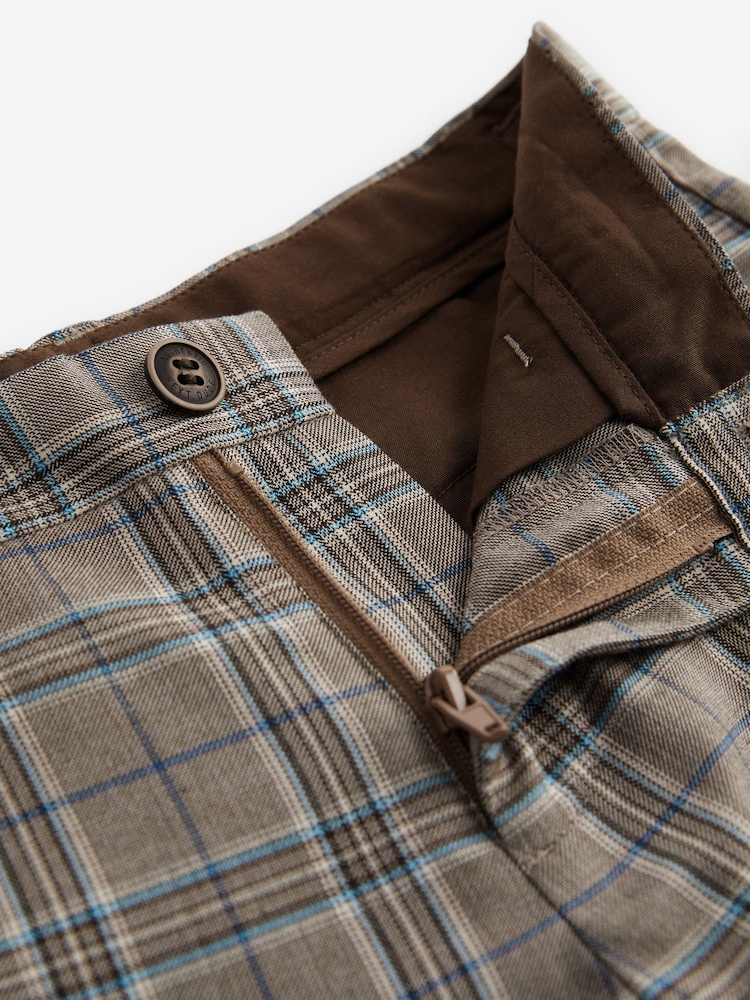 Grey/Stone Natural Smart Check Trousers (12mths-16yrs) - Image 3 of 3