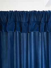Shabby Chic by Rachel Ashwell® Blue Pencil Pleat Velvet Ruffle Lined Curtains - Image 3 of 4