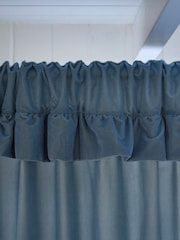 Shabby Chic by Rachel Ashwell® Aqua Blue Pencil Pleat Velvet Ruffle Lined Curtains - Image 3 of 3