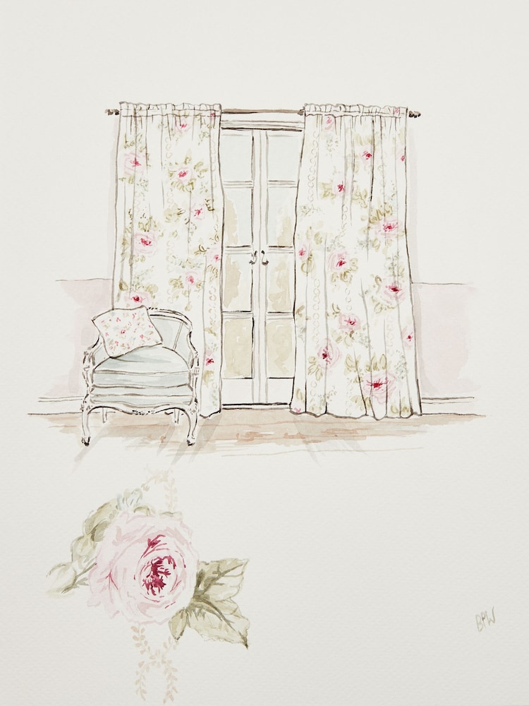 Shabby Chic by Rachel Ashwell® Royal Bouquet Pink Slot Header Lined Curtains - Image 5 of 5
