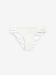 Mint Velvet White Texture Ruched Side Bikini Briefs - Image 3 of 3