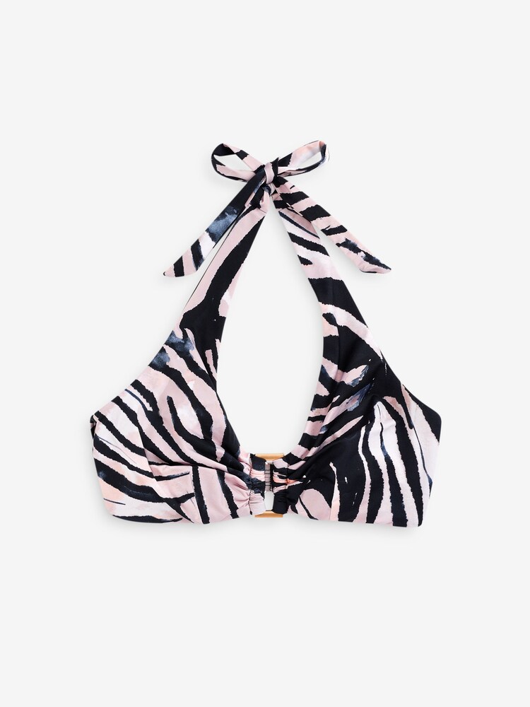 Nicht wattiertes Bikinioberteil mit Bügel aus Samt, Minzfarben - Bild 1 von 5