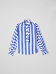 LK Bennett Blue Stripe Camille Cotton-Silk Ruffle Blouse - Image 5 of 5