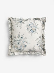 Shabby Chic by Rachel Ashwell® Rose Blossom Teal on Grain Cotton/Linen Mix Ruffle Cushion - Image 4 of 5
