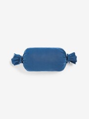 Shabby Chic by Rachel Ashwell® Navy Blue Velvet Ruffle Jewel Bolster Cushion - Image 2 of 4