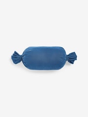 Shabby Chic by Rachel Ashwell® Navy Blue Velvet Ruffle Jewel Bolster Cushion - Image 3 of 4