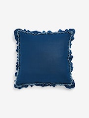 Shabby Chic by Rachel Ashwell® Navy Blue Velvet Ruffle Square Jewel Cushion - Image 2 of 4