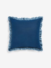 Shabby Chic by Rachel Ashwell® Navy Blue Velvet Ruffle Square Jewel Cushion - Image 3 of 4