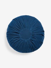 Shabby Chic by Rachel Ashwell® Navy Blue Velvet Ruffle Jewel Round Cushion - Image 2 of 4