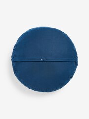 Shabby Chic by Rachel Ashwell® Navy Blue Velvet Ruffle Jewel Round Cushion - Image 3 of 4
