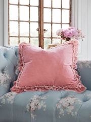 Shabby Chic by Rachel Ashwell® Pink Velvet Ruffle Square Jewel Cushion - Image 1 of 5