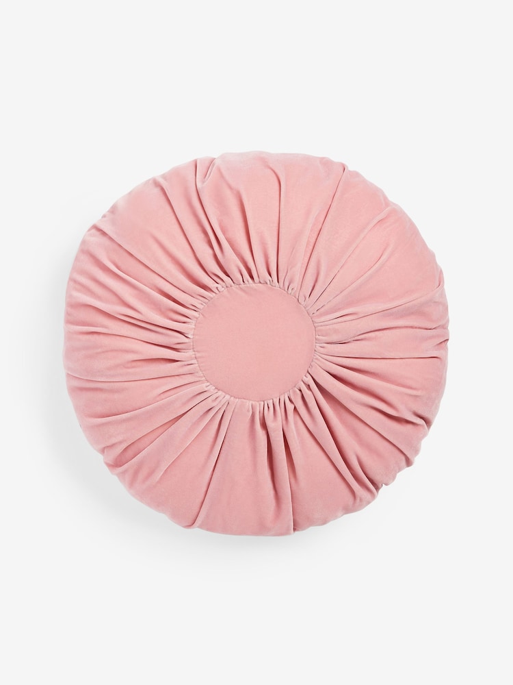 Shabby Chic by Rachel Ashwell® Pink Velvet Ruffle Jewel Round Cushion - Image 2 of 4