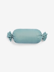 Shabby Chic by Rachel Ashwell® Aqua Blue Velvet Ruffle Jewel Bolster Cushion - Image 3 of 4