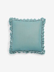 Shabby Chic by Rachel Ashwell® Aqua Blue Velvet Ruffle Square Jewel Cushion - Image 3 of 4