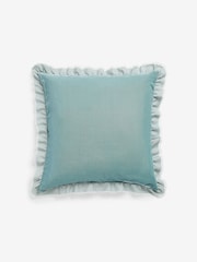 Shabby Chic by Rachel Ashwell® Aqua Blue Velvet Ruffle Square Jewel Cushion - Image 4 of 4