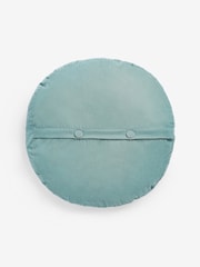 Shabby Chic by Rachel Ashwell® Aqua Blue Velvet Ruffle Jewel Round Cushion - Image 3 of 4