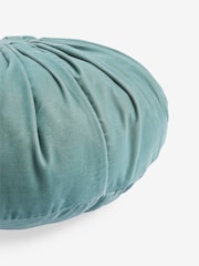Shabby Chic by Rachel Ashwell® Aqua Blue Velvet Ruffle Jewel Round Cushion - Image 4 of 4