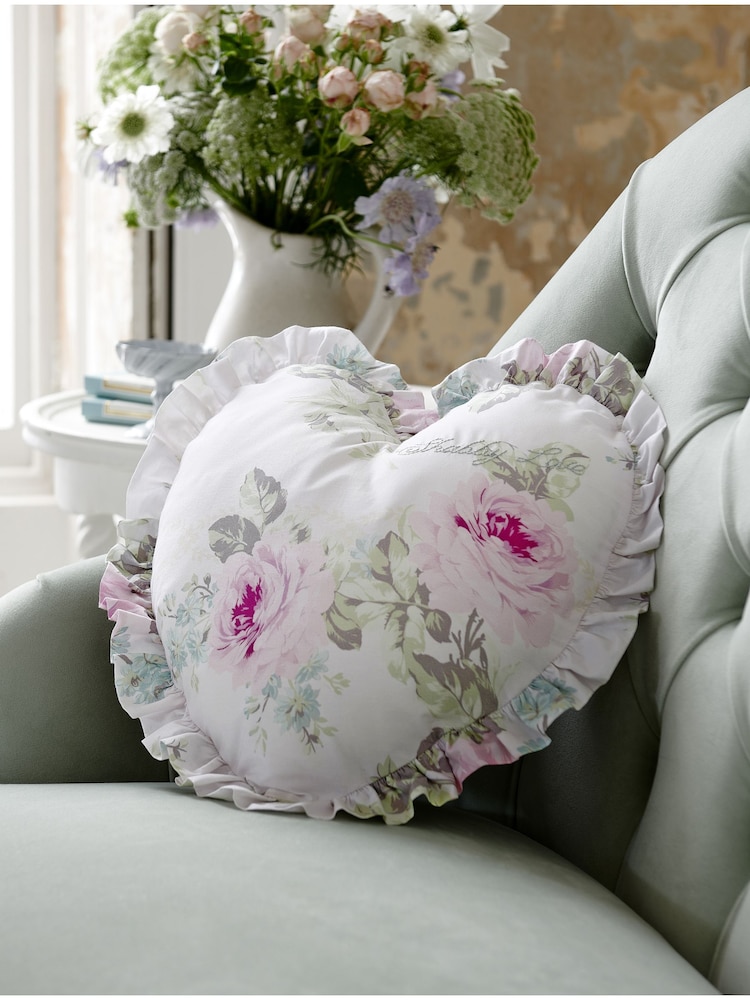 Shabby Chic by Rachel Ashwell® Royal Bouquet Pink Ruffle Heart Shabby Love Cushion - Image 1 of 3