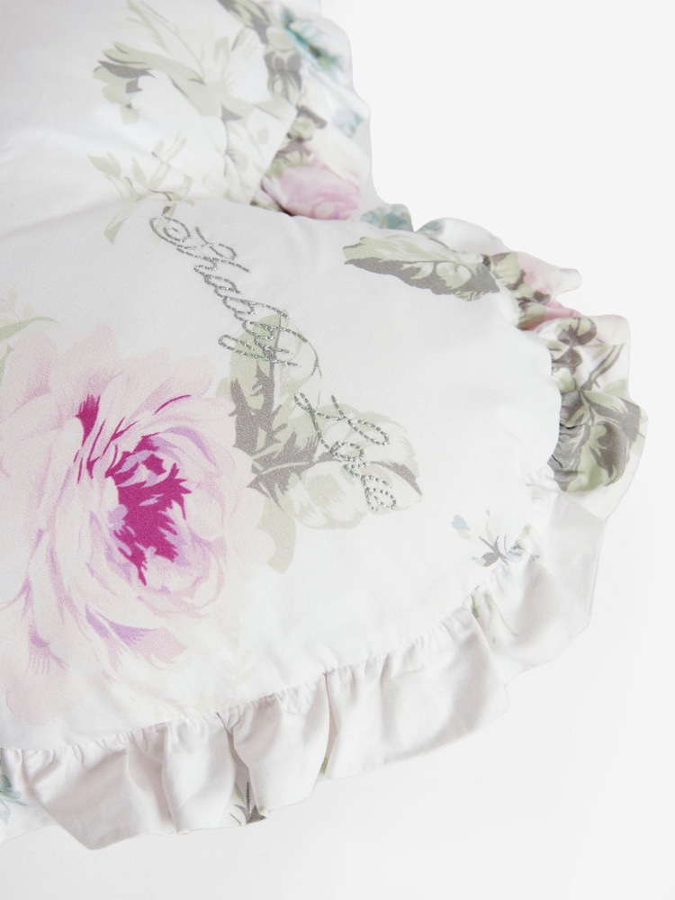 Shabby Chic by Rachel Ashwell® Royal Bouquet Pink Ruffle Heart Shabby Love Cushion - Image 2 of 3
