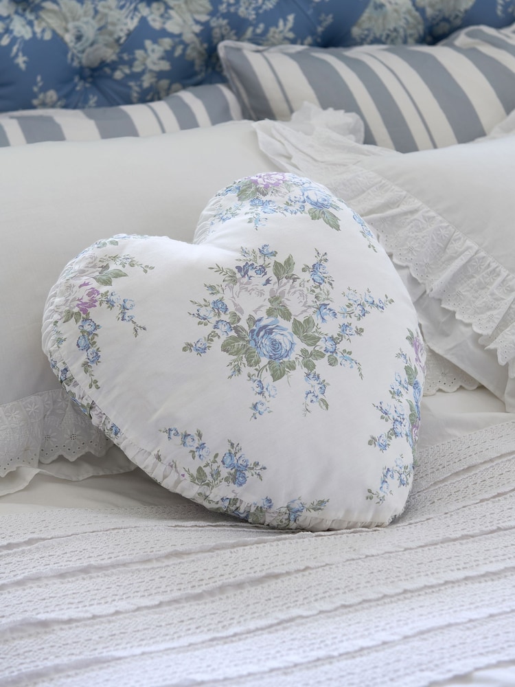 Shabby Chic by Rachel Ashwell® Rose Blossom Aqua Heart Cushion - Image 1 of 4