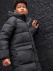 Black Extra Longline Puffer Coat (3-16yrs) - Image 4 of 4