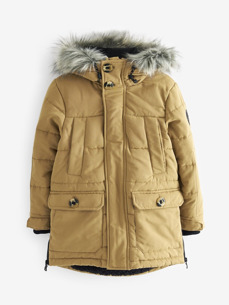 Neutral Padded Parka Coat (3-16yrs) - Image 1 of 6
