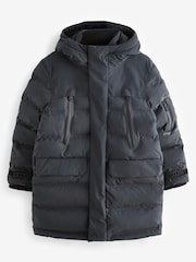 Dark Grey Waterproof Longline Padded Coat (3-16yrs) - Image 1 of 6