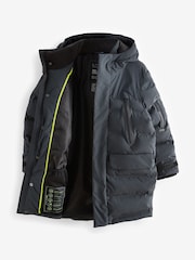 Dark Grey Waterproof Longline Padded Coat (3-16yrs) - Image 3 of 6