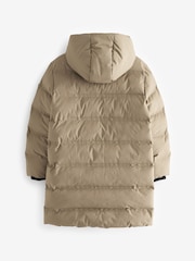 Neutral Stone Fleece Lined Longline Puffer Coat (3-17yrs) - Image 3 of 6