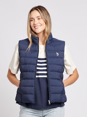 U.S. Polo Assn. Blue Womens Lightweight Puffer Gilet - Image 1 of 6