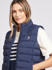 U.S. Polo Assn. Blue Womens Lightweight Puffer Gilet - Image 4 of 6