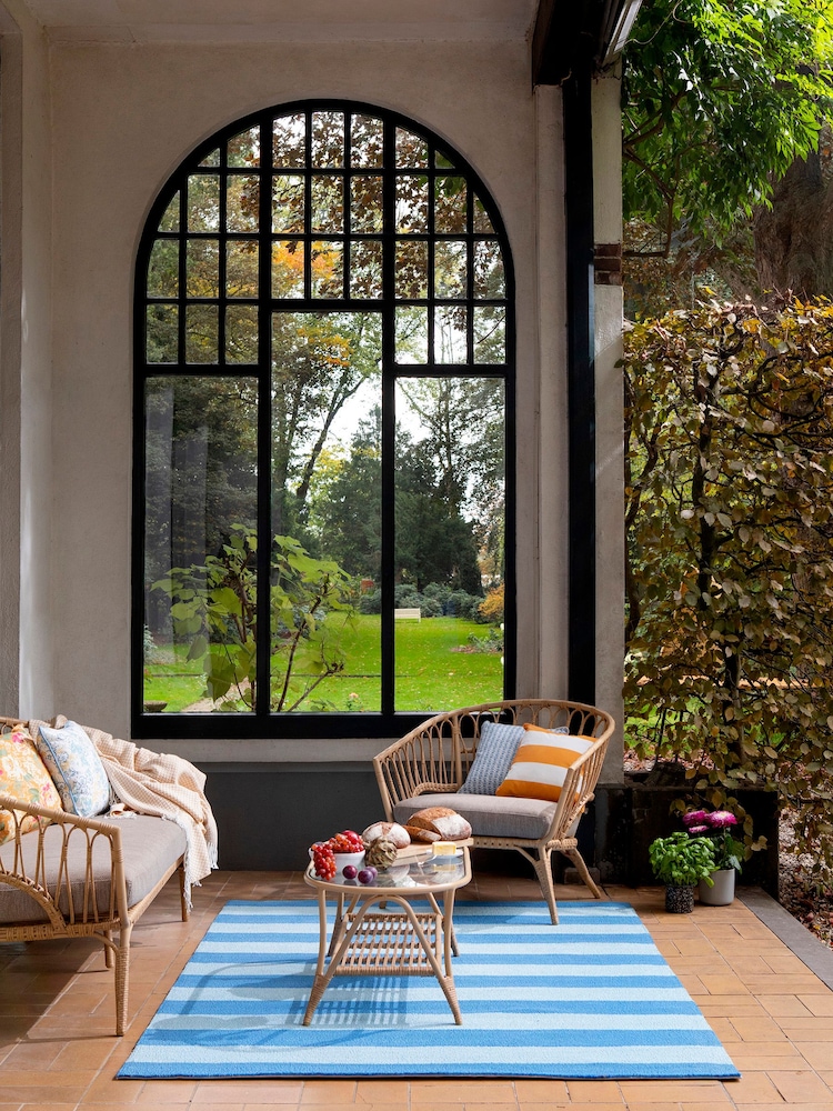 Laura Ashley Blue Lille Indoor Outdoor Rug - Image 1 of 3 Laura Ashley Blue Lille Indoor Outdoor Rug - Image 1 of 3
