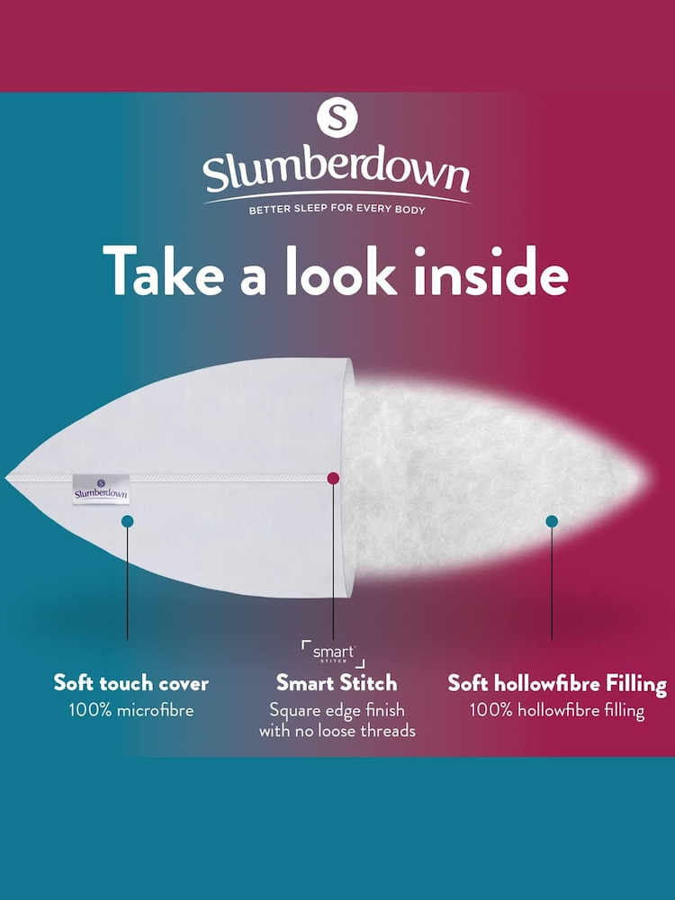 Slumberdown Set of 2 Made for You Two Medium and Firm White Pillows - Image 4 of 4 Slumberdown Set of 2 Made for You Two Medium and Firm White Pillows - Image 4 of 4