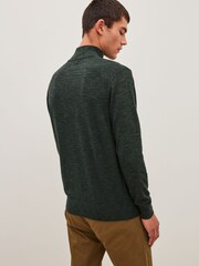 Green Regular Marl Zip Neck Jumper - Image 2 of 7