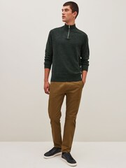 Green Regular Marl Zip Neck Jumper - Image 3 of 7