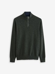 Green Regular Marl Zip Neck Jumper - Image 5 of 7