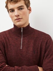 Burgundy Red Regular Marl Zip Neck Jumper - Image 1 of 6