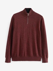 Burgundy Red Regular Marl Zip Neck Jumper - Image 5 of 6