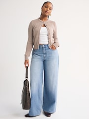 Abercrombie & Fitch Blue Clean Curvy High Rise Wide Leg Denim Jeans - Image 2 of 8
