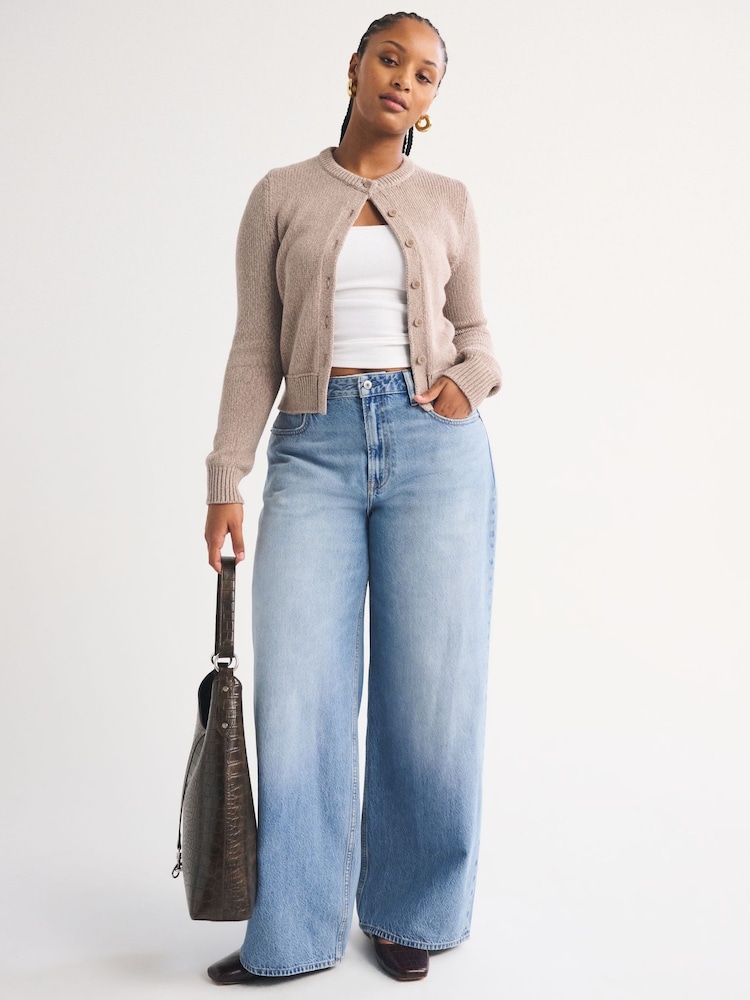 Abercrombie & Fitch Blue Clean Curvy High Rise Wide Leg Denim Jeans - Image 2 of 8