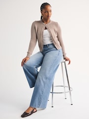 Abercrombie & Fitch Blue Clean Curvy High Rise Wide Leg Denim Jeans - Image 3 of 8