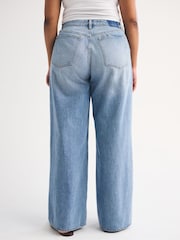 Abercrombie & Fitch Blue Clean Curvy High Rise Wide Leg Denim Jeans - Image 7 of 8
